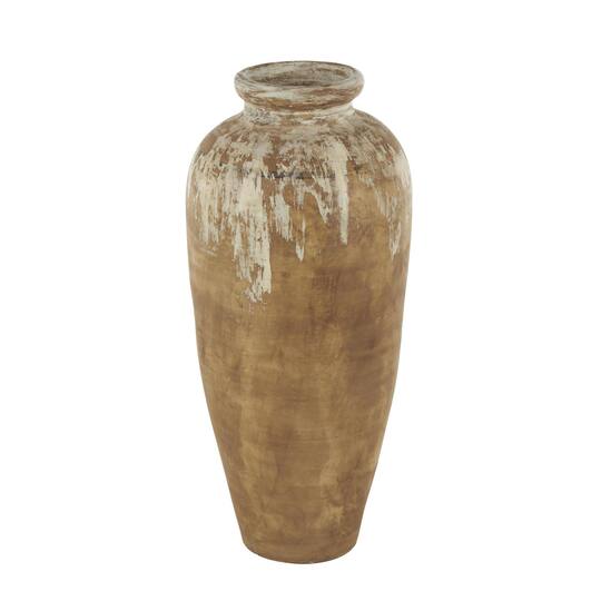 Brown Ceramic Antique Style Distressed Patina Vase